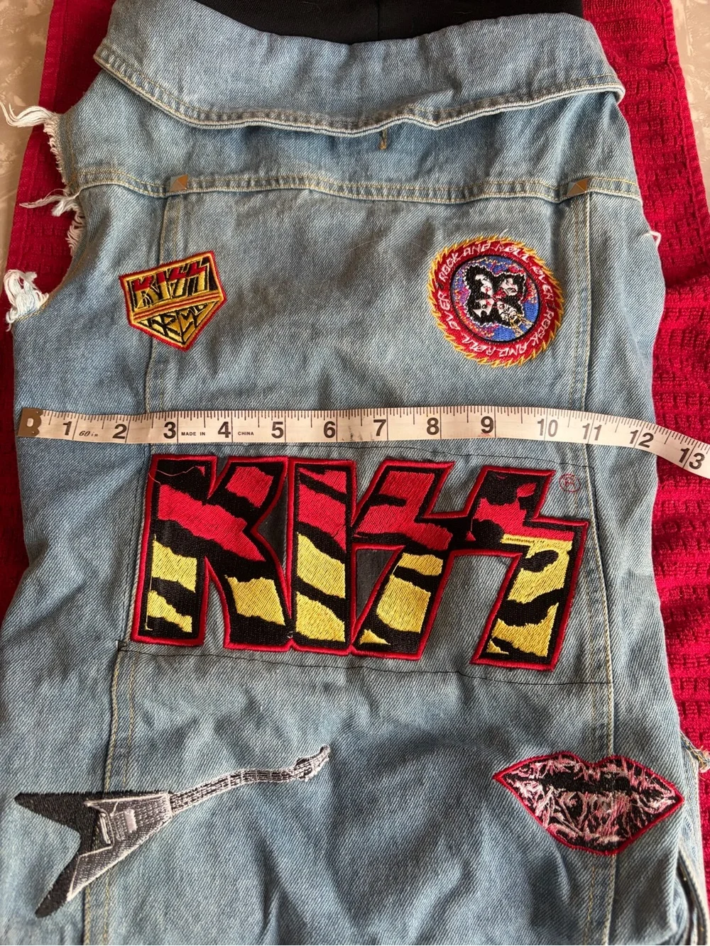 Fabdog KISS Distressed Denim Vest with Snap Front 22”